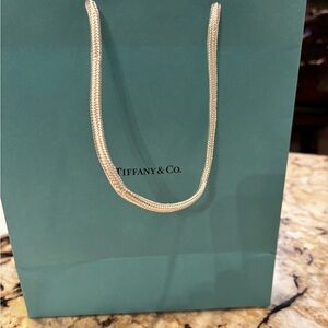 Tiffany & Co. Teal Gift Bag with White Handles and jewelry pouch!  Great  shape!